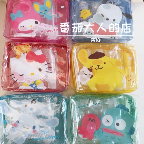 现货！日本带回三丽鸥卡通透明洗漱包收纳包内含牙刷梳子分装瓶