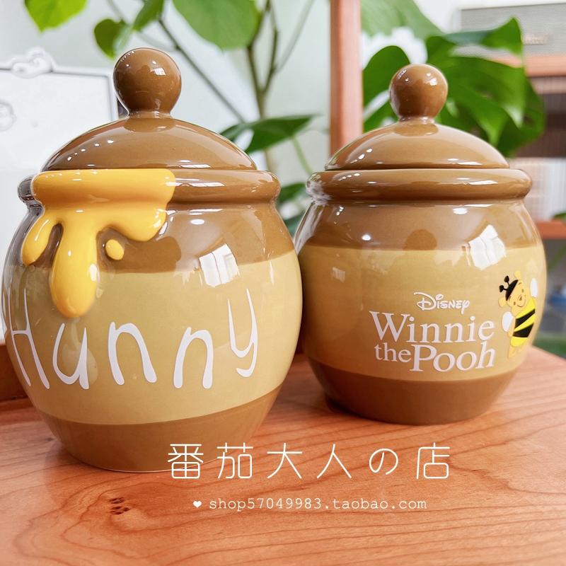 日本带回迪士尼维尼熊噗噗限定蜂蜜罐造型储存罐容器