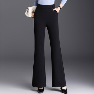 宾利酷堡女裤女黑色微喇裤女秋季2025新款高腰显瘦弹力喇叭裤修身