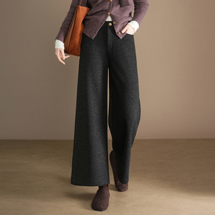 宾利酷堡女裤女羊毛呢九分阔腿裤女冬季2025年新款高腰垂感直筒休