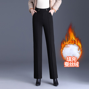 宾利酷堡女裤女蚕丝棉裤女冬季外穿加绒加厚保暖妈妈裤子小个子高