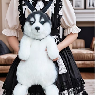 仿真哈士奇狗狗玩偶背包公仔可爱毛绒玩具双肩包女孩闺蜜生日礼物