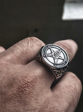 暗黑 SATAN 钛钢 合金 戒指 指环 全场两件包邮 买一赠一