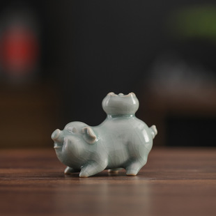 汝窑茶器盖置茶宠摆件陶瓷盖碗紫砂壶盖托精品可养茶道配件茶玩