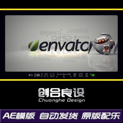 3D创意卡通动画机械机器人造型文字标题LOGO特效AE模版片头素材