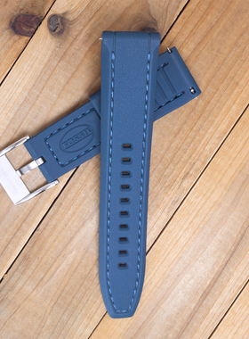 适配FOSSIL表带深蓝色硅胶橡胶22MM美度万国浪琴DW男士防汗水透气