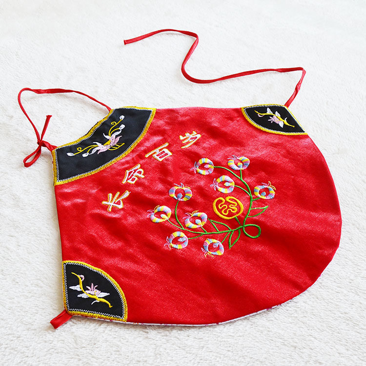 肚兜婴儿端午节衣服传统刺绣九个石榴男女宝宝肚兜0-3-6-9-12个月