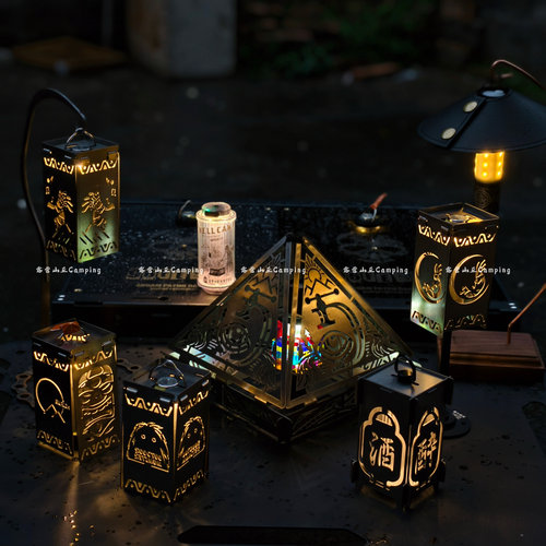 gz灯罩户外露营38灯罩不锈钢手工打磨黑狗千风灯罩