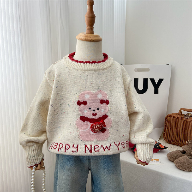 女童毛衣秋冬2025新款柔软洋气圆领针织衫加厚加绒米白色红色内搭,童装/婴儿装/亲子装,毛衣/针织衫,淘宝优惠券,粉丝福利购,淘宝优惠卷