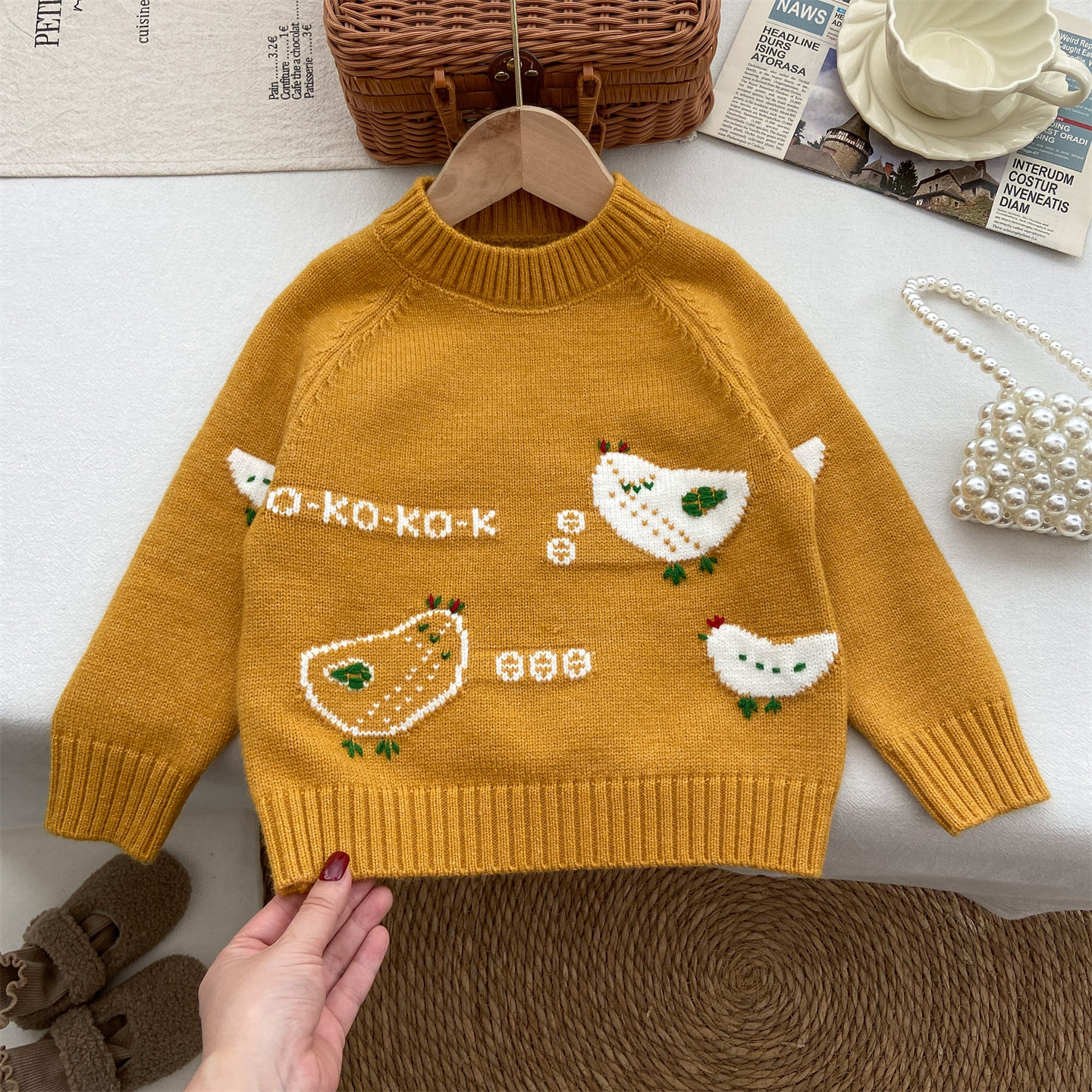 女童毛衣冬季2025新款洋气韩版圆领针织衫外穿小鸡黄色保暖打底衫