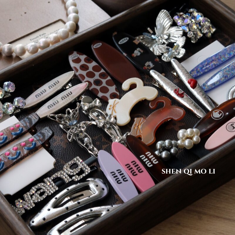 边夹醋酸亚克力布艺韩版鸭嘴夹