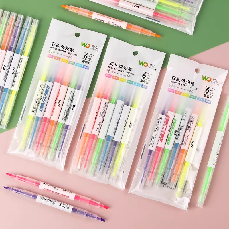学生双头6色荧光笔划重点套装
