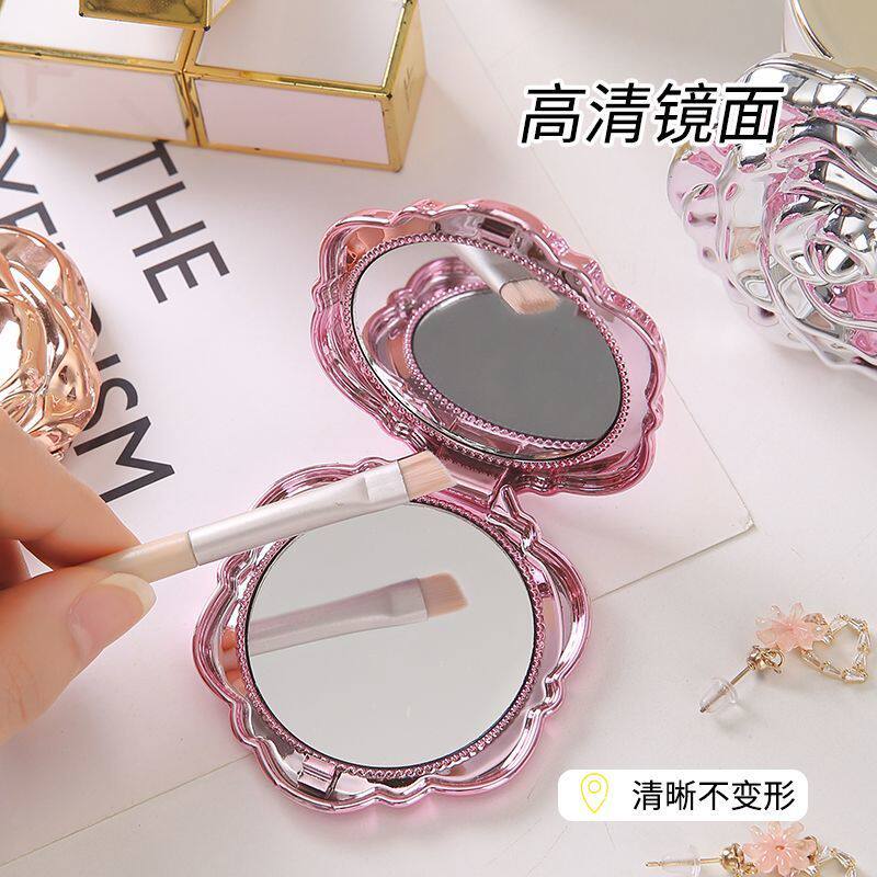 玫瑰金立体双面折叠便携化妆镜