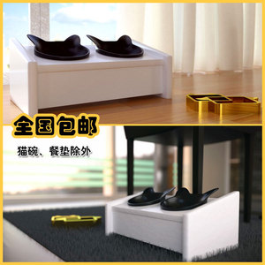 小野豹胖胖猫碗实木原木碗架餐桌猫咪狗狗盆碗陶瓷碗猫草碗餐垫