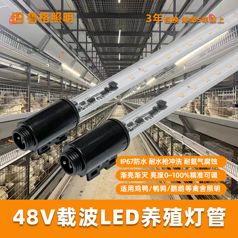 鲁格鸡舍照明灯低压防水可调光48V载波家禽养殖照明专用LED灯管