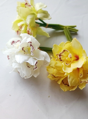高质量手感仿真兰花 小蕙兰桌花 浴室摆设装饰花艺会议桌装饰摆花
