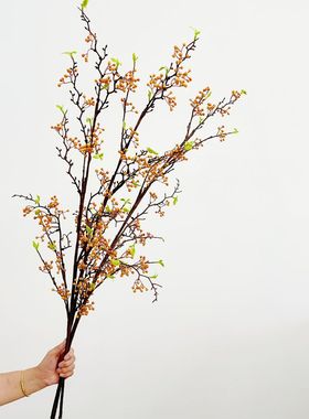仿真果实山归来红色果枝 新中式仿真果树枝家居装饰年花超大号
