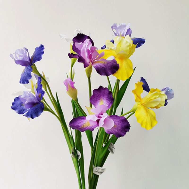 仿真花油画鸢尾花 高端假花客厅摆件 空间美陈 蓝紫色花材 软装花