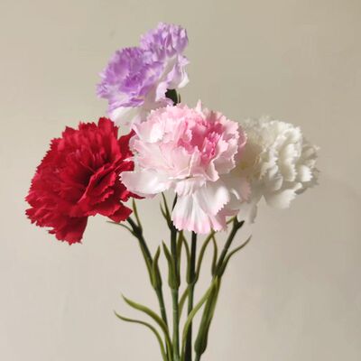 手感保湿康乃馨 婚庆仿真花装饰康乃馨假花母亲节客厅摆件假花