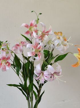 2头垂吊百合 美陈装置 样板间拍摄道具 家居装饰 手捧花束配花