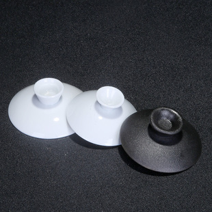 黑陶功夫茶具茶道零配盖碗盖子白瓷碗盖禅风黑陶盖子茶碗黑色盖子