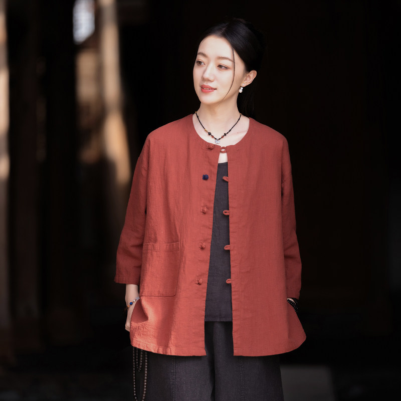 晨风女夏盘扣宽松太极服图片
