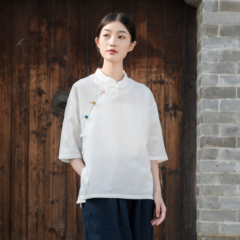 晨风女夏斜襟盘扣太极服图片