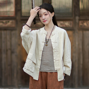 宽松太极服女上衣 棉麻开衫中国风太极拳武术服晨练服练功服外套