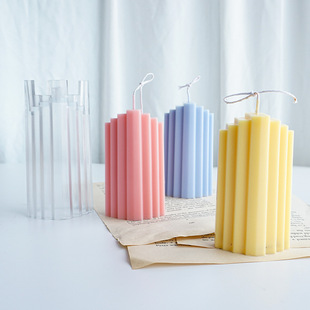 小红书ins韩式 DIY手工梯形积木香薰蜡烛模具造型立柱蜡模具