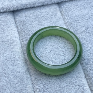 和田玉碧玉素面细条指环