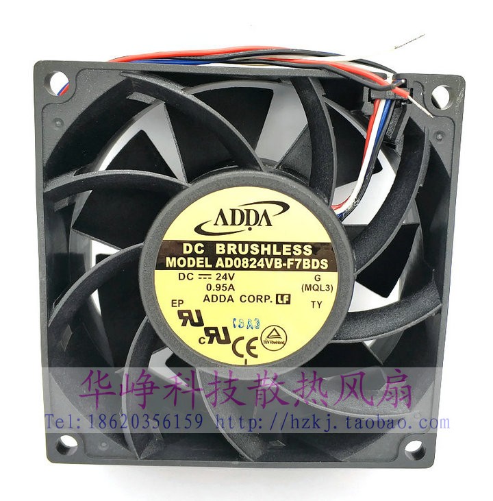 全新原装ADDA 8038 24V 0.95A AD0824VB-F7BDS散热风扇4线8厘米