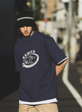 CITYDIVE Stanger Dog 重磅廓形电话狗拔染印花小领口短袖T恤