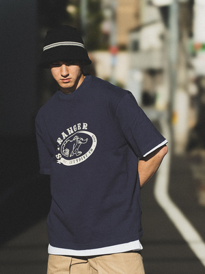 CITYDIVE Stanger Dog 重磅廓形电话狗拔染印花小领口短袖T恤