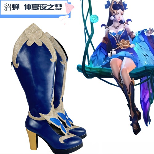 11王者荣耀貂蝉仲夏夜之梦cos鞋定制 游戏动漫女鞋靴子