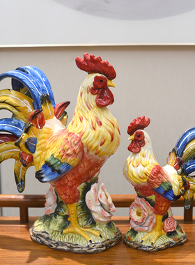 出口陶瓷鸡摆件家居装饰品客厅摆饰玄关桌面礼品酒柜庭院