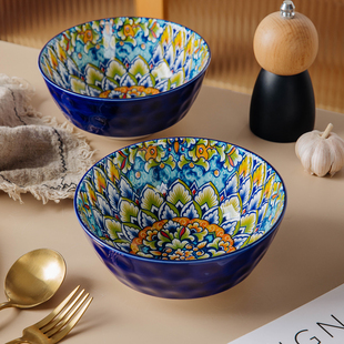曼切斯特-6英寸面碗2个装釉下彩陶瓷汤碗面碗大米饭碗陶瓷套装瓷