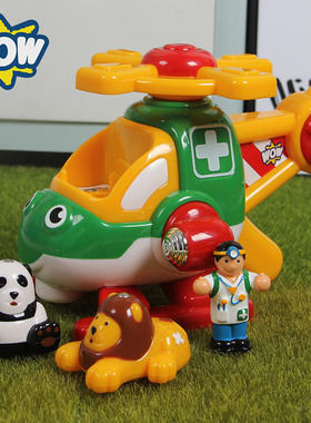 英国wow救援直升机弗雷迪儿童飞机玩具发条旋转机翼益智早教2-6岁