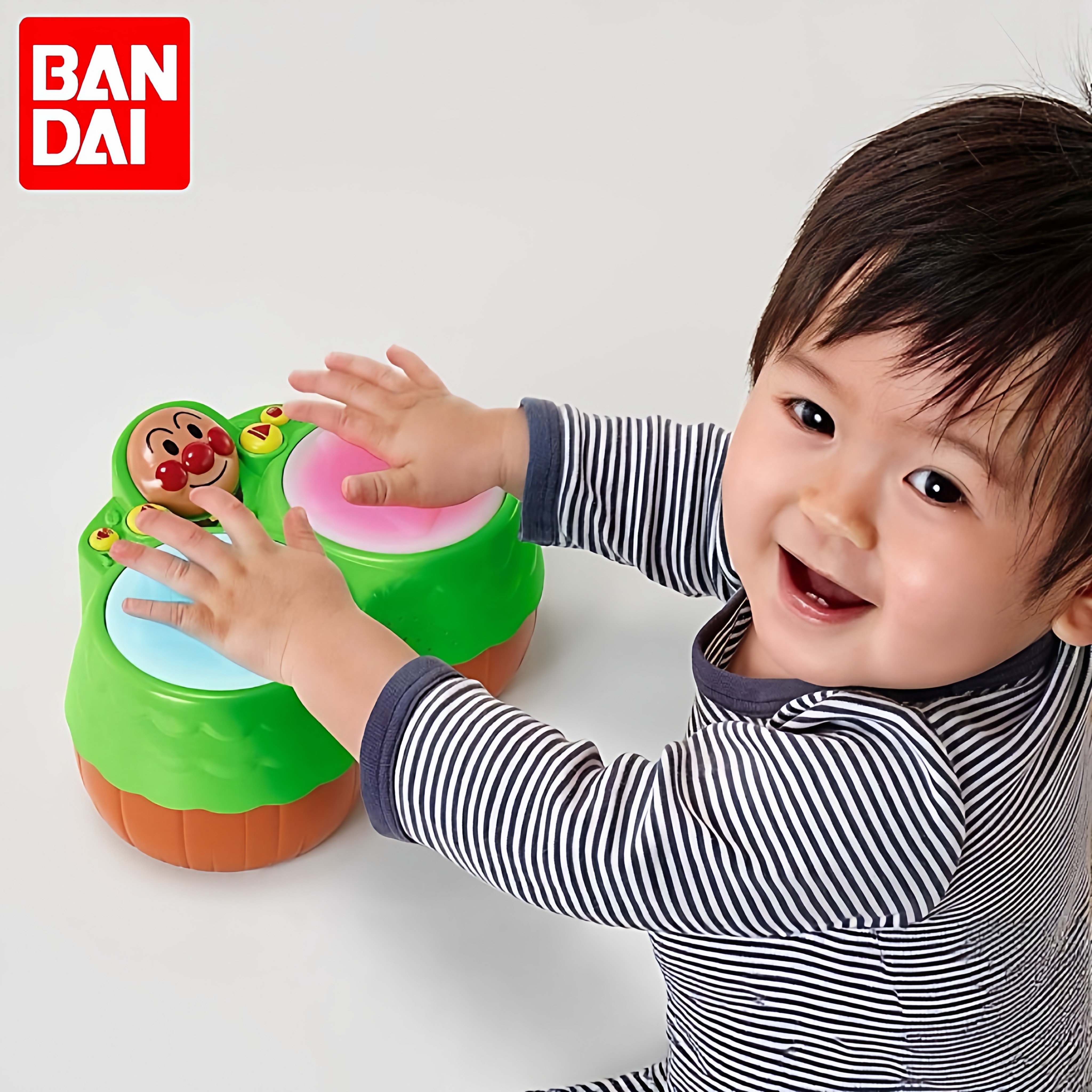 日本万代面包超人宝宝音乐手拍鼓儿童声光电子鼓早教益智婴儿玩具