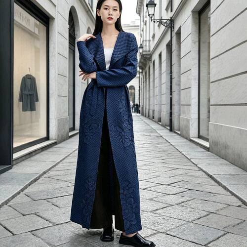 长款外套风衣三宅大码女装系带
