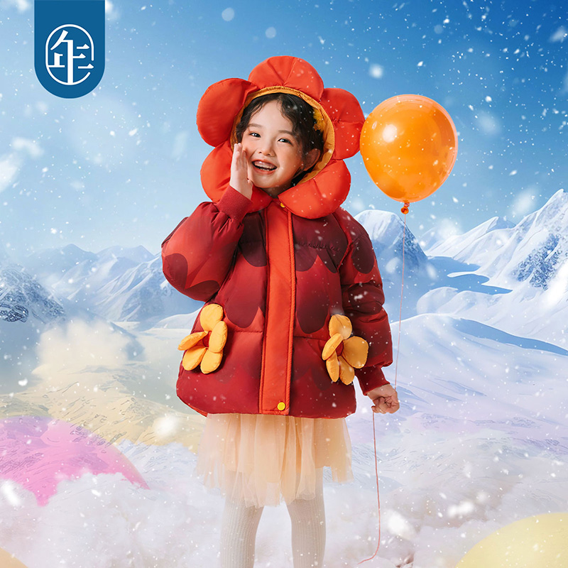 年衣童装羽绒服女童冬季新款女孩中长款三防保暖甜美造型款外套