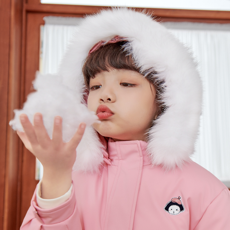 阿路和如童装女童派克羽绒服冬新款高端毛领加厚外套轻盈防风直播