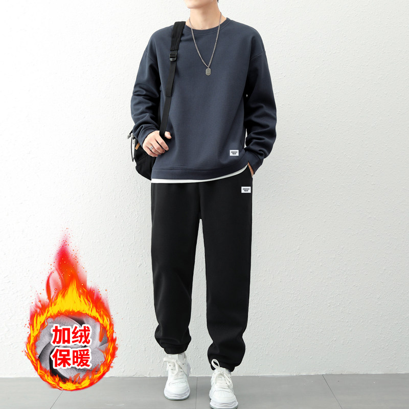 2025冬季华夫格加绒休闲运动男套装JRTZ8001P62货源充足,男装休闲套装,星座1106-2（原1111B）