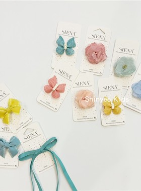 Shinyee▲ siena aw24儿童花朵发夹 蝴蝶结发卡 干花发箍手工发饰
