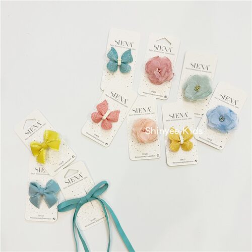 Shinyee▲ siena aw24儿童花朵发夹 蝴蝶结发卡 干花发箍手工发饰