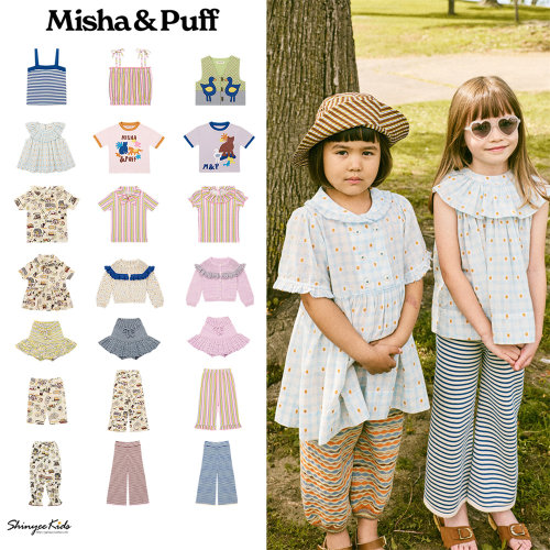 7ZShinyee▲misha puff ss26春夏儿童休闲T恤吊带衫马甲裤休闲裤