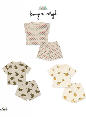 Shinyee▲Konges slojd ss24春夏儿童樱桃柠檬纯棉T恤短裤套装