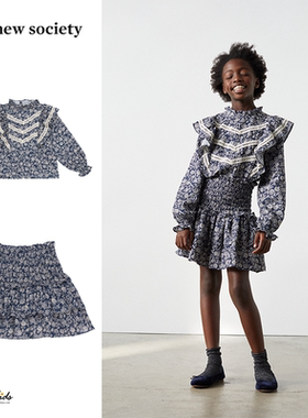 Shinyee▲the new society aw23女童碎花长袖衬衫半裙短裙