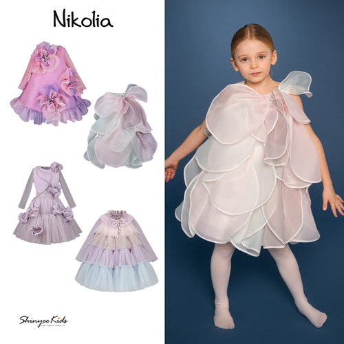 5ZShinyee▲nikolia aw24秋冬儿童节日礼服 生日裙 纱裙连衣裙