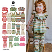打底裤 SS25春夏儿童彩条纹针织背心短裤 披肩 mabli 5ZShinyee