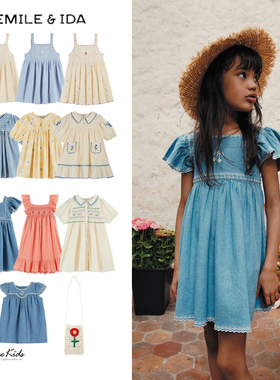 5ZShinyee▲emile et ida ss25女童甜美刺绣打揽连衣裙吊带裙包包